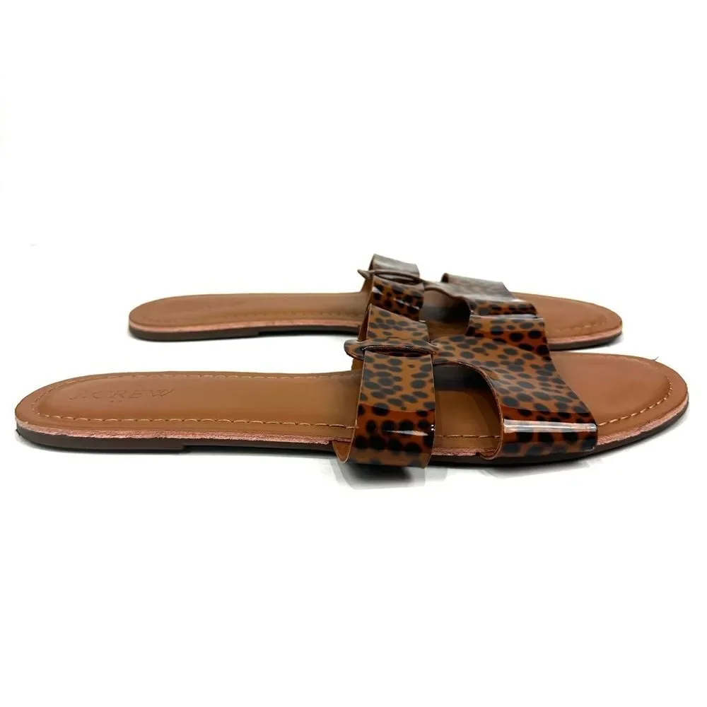 J. Crew Animal Leopard Print Flat Sandals Sz 10